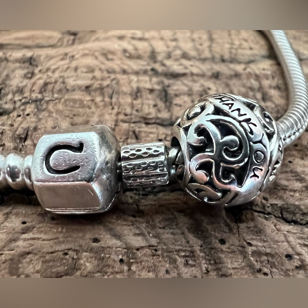 NWT Authentic Chamilia- Thank You Charm Filigree Ball Bead in 925 Silver Family